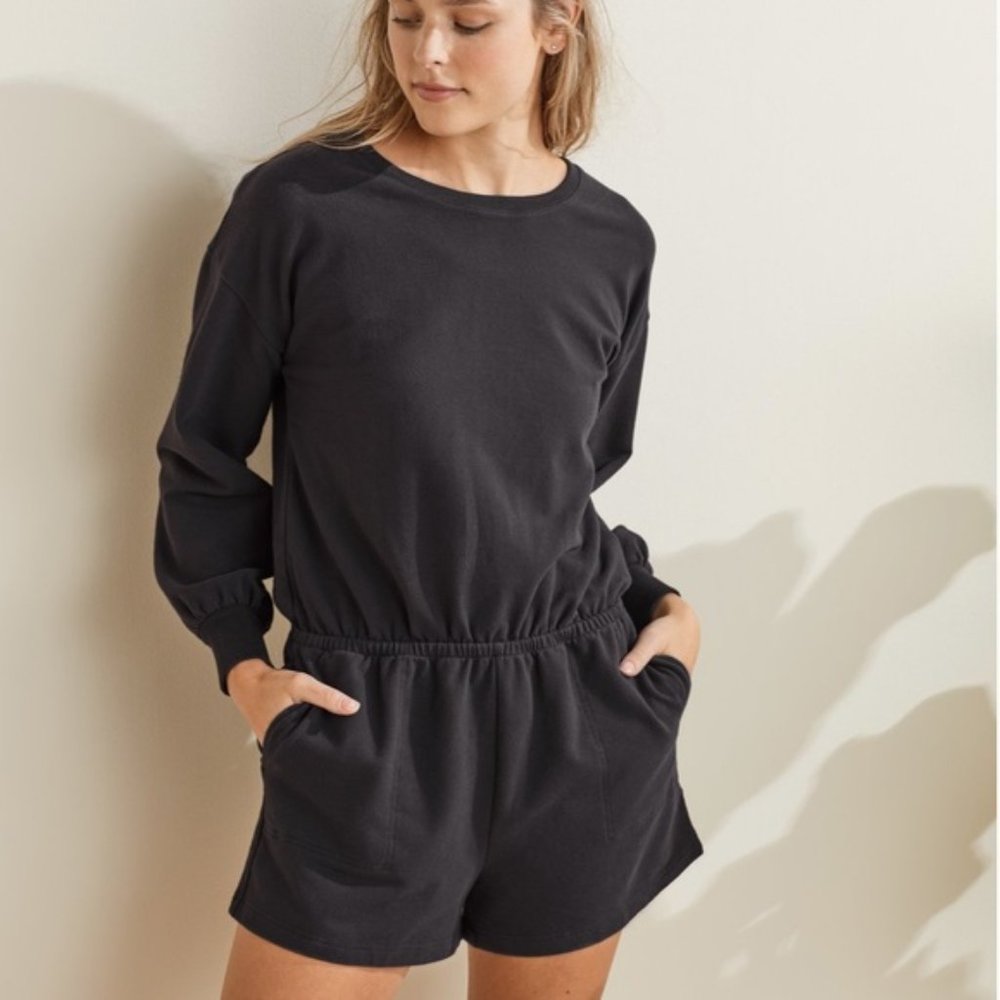 UpWest | Black Casual Romper, Sweatshirt Material Sz. L